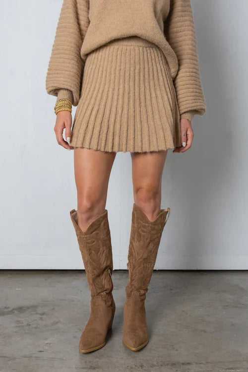 Women's Pleated Sweater Skirt Set