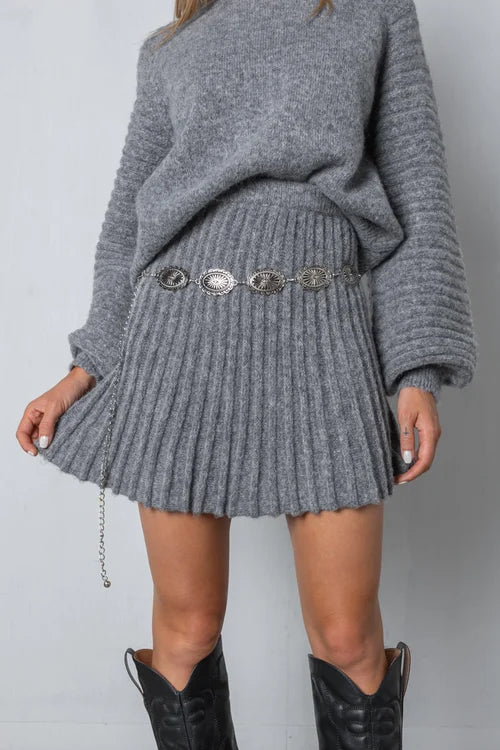 Women's Pleated Sweater Skirt Set