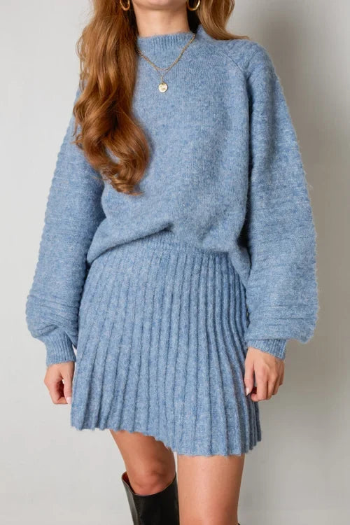 Women's Pleated Sweater Skirt Set