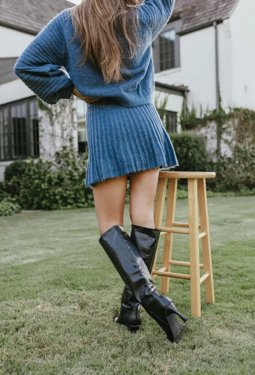 Women's Pleated Sweater Skirt Set