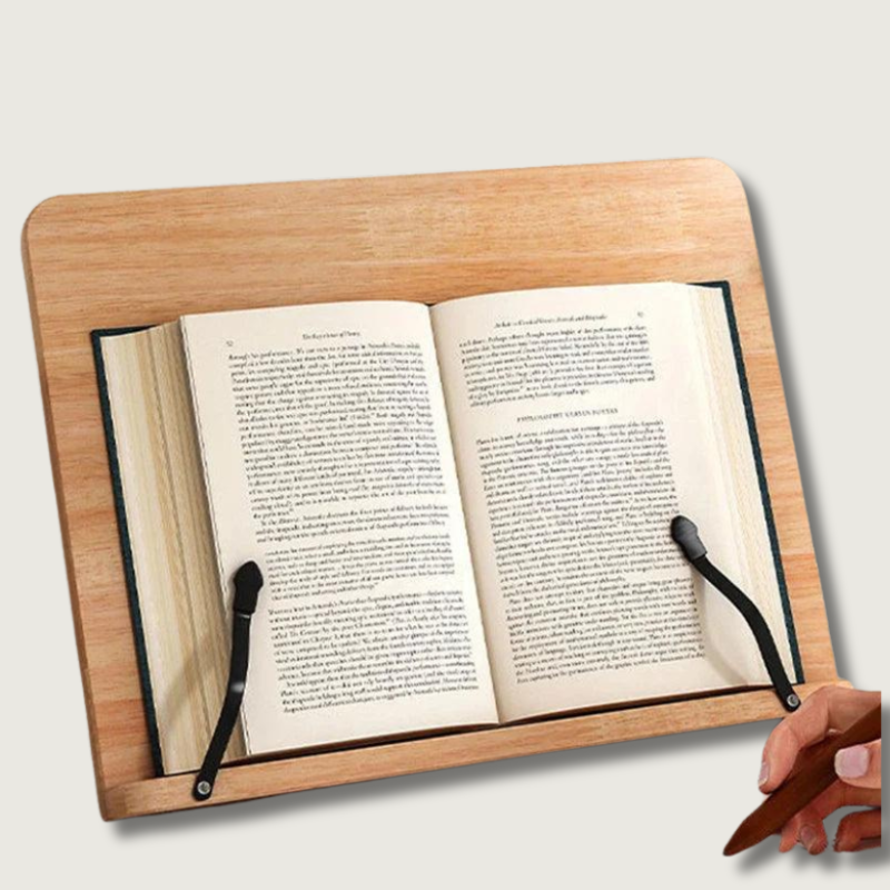 Pupitre de lecture en bois avec supports de pages