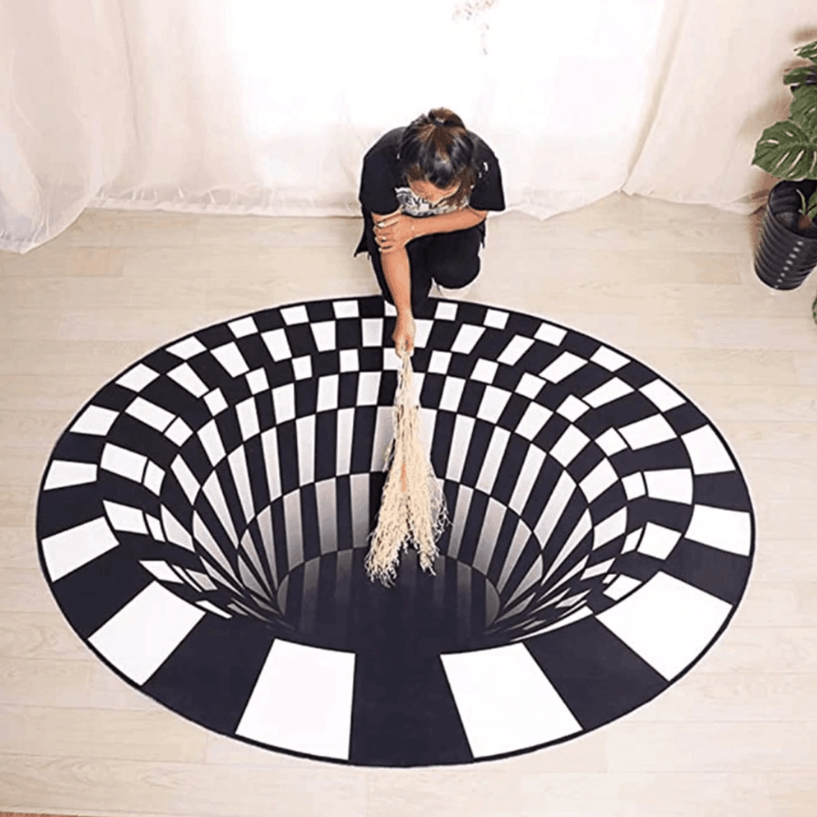 Vortex rundt tæppe med 3D-optisk illusion