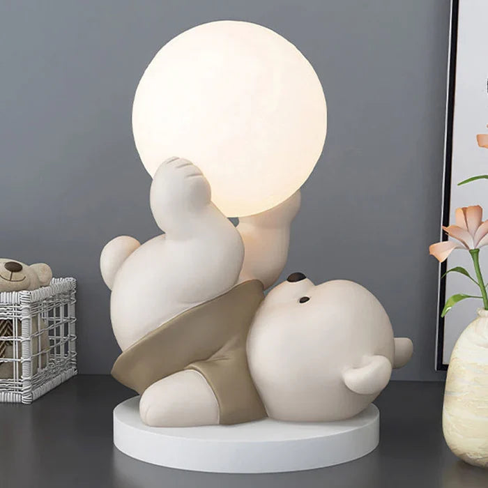 Dekorativ natlampe med lysende kugle og bamse