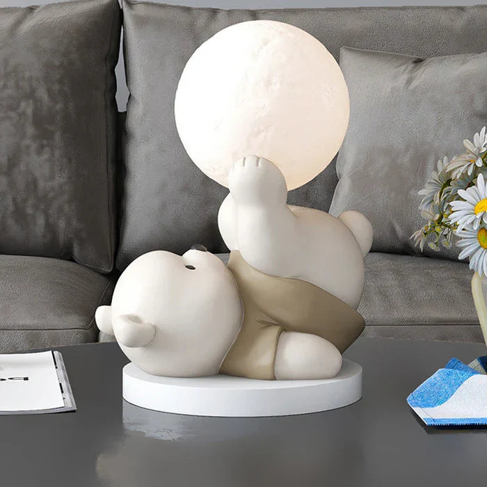 Dekorativ natlampe med lysende kugle og bamse