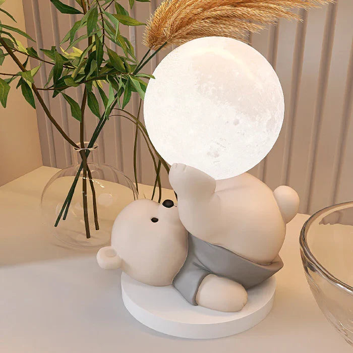Dekorativ natlampe med lysende kugle og bamse