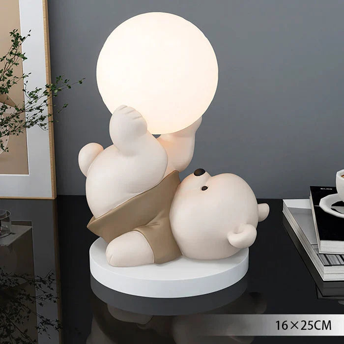 Dekorativ natlampe med lysende kugle og bamse