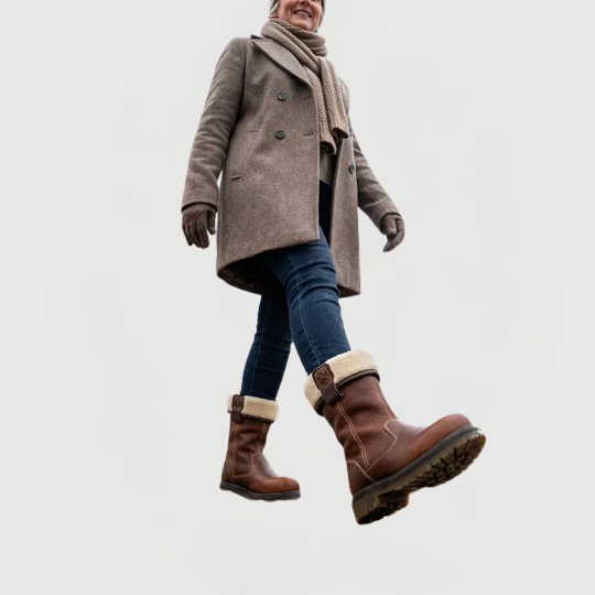 Dameboots med kunstpelskant, til midt på læggen