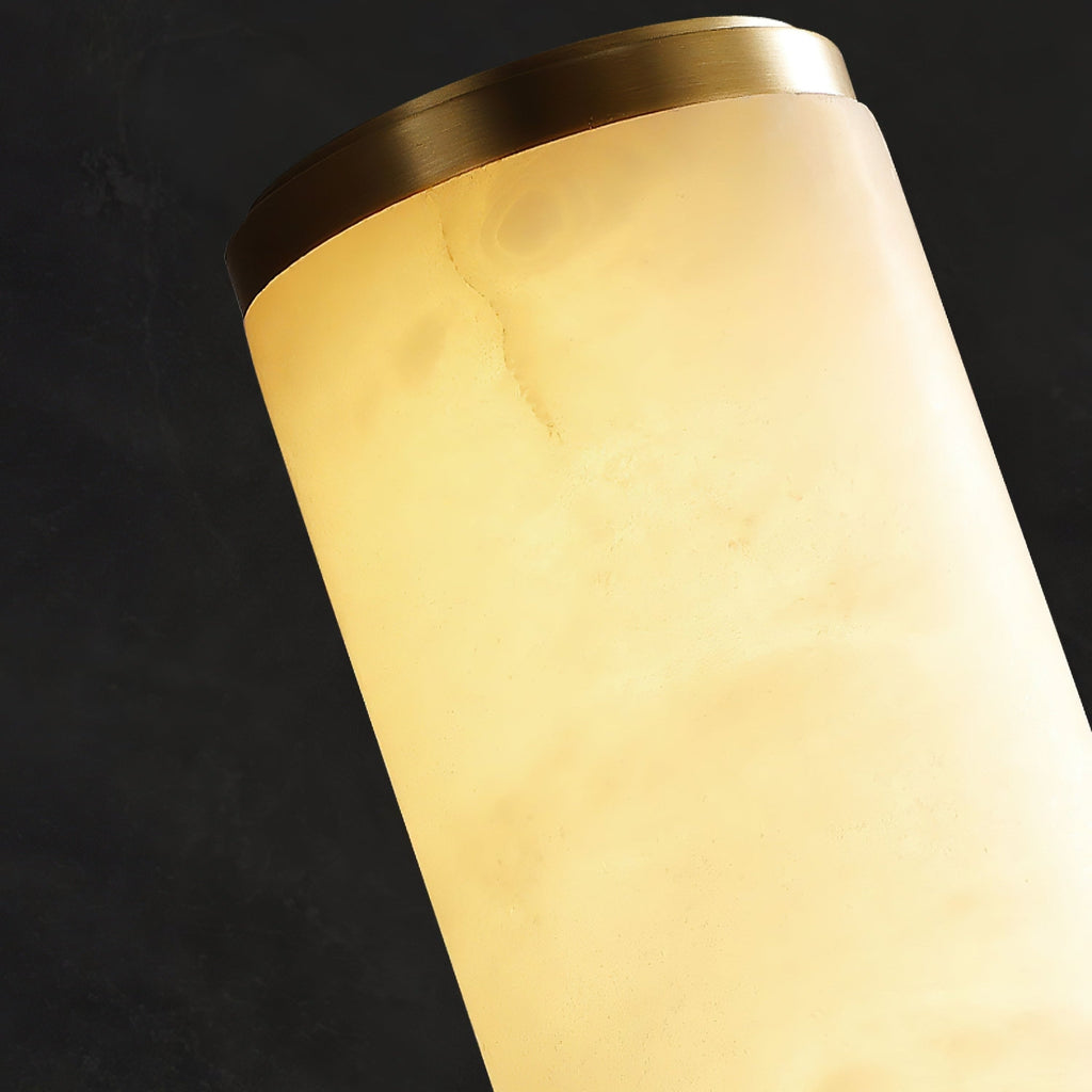 Cylindrical Wall Sconce with Marble-Effect Shade