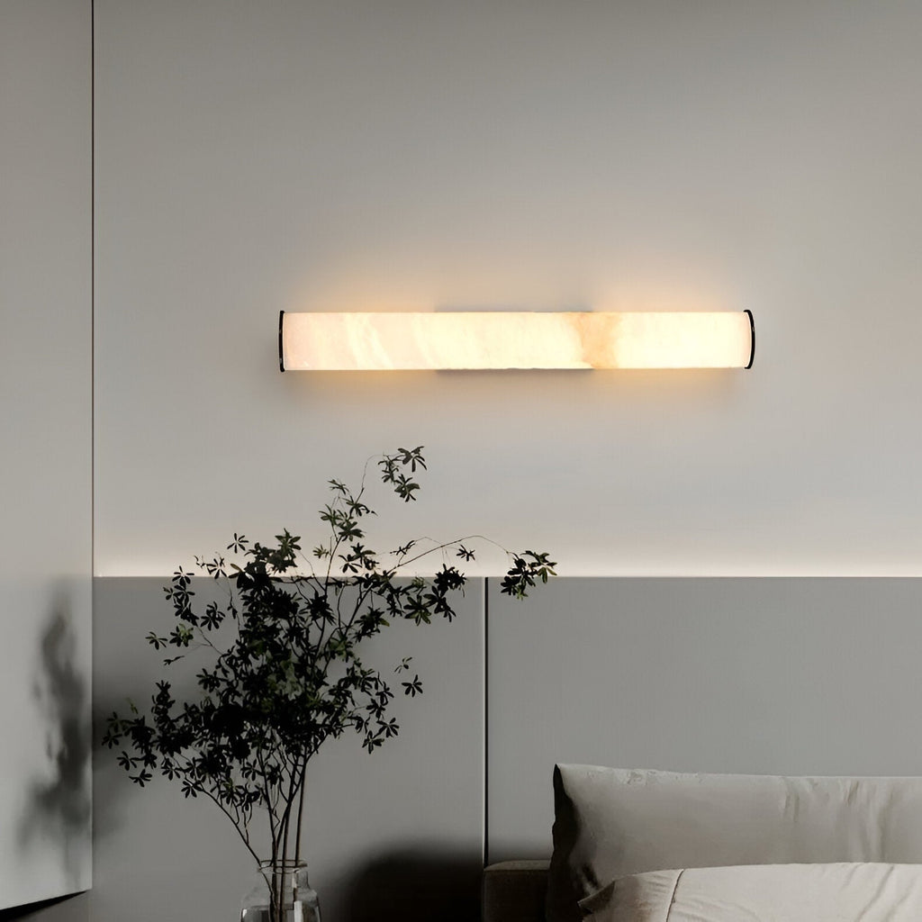 Cylindrical Wall Sconce with Marble-Effect Shade