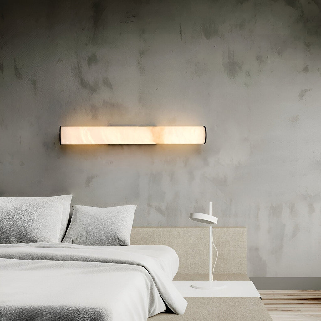 Cylindrical Wall Sconce with Marble-Effect Shade