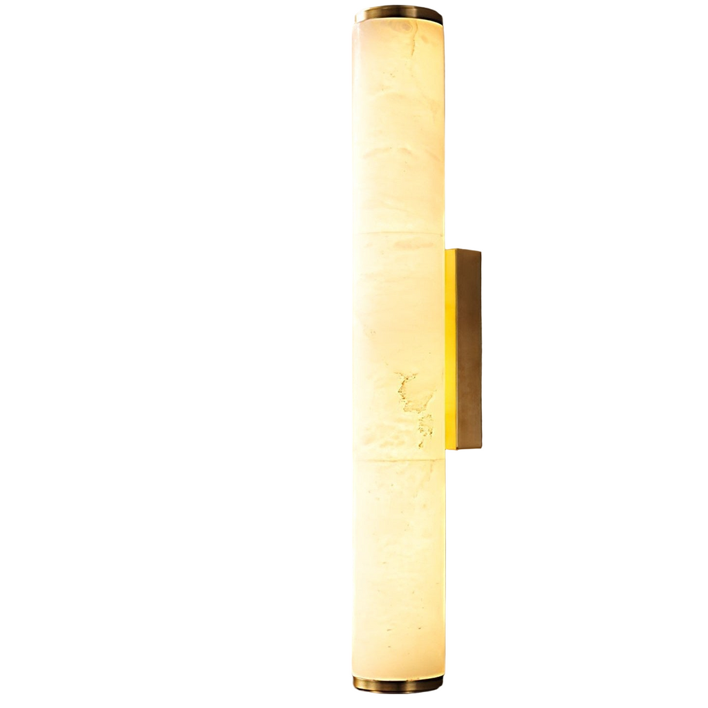Cylindrical Wall Sconce with Marble-Effect Shade