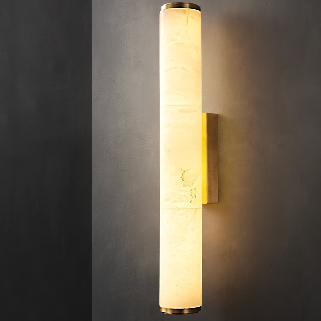 Cylindrical Wall Sconce with Marble-Effect Shade
