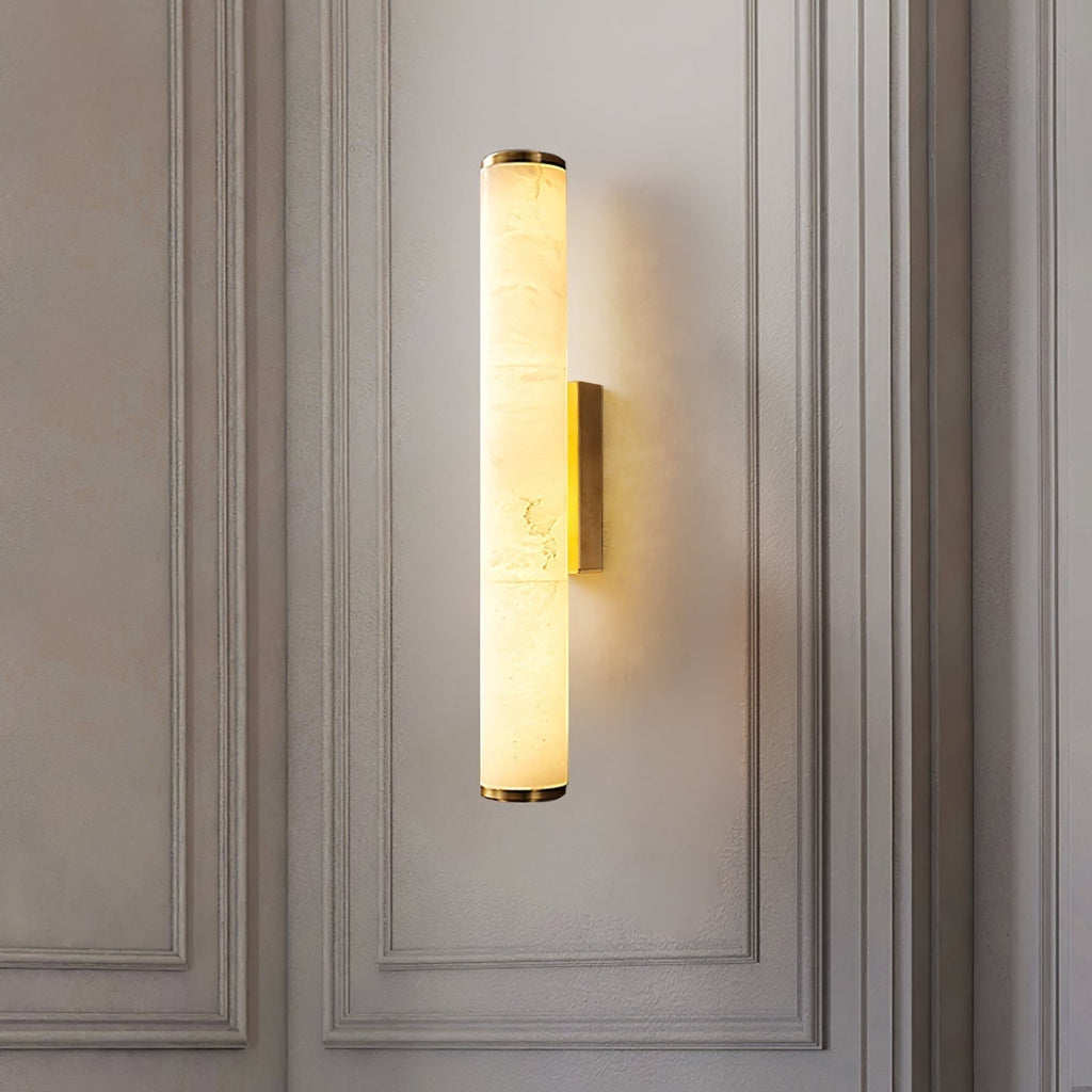 Cylindrical Wall Sconce with Marble-Effect Shade