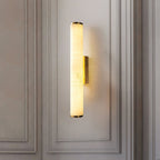 Cylindrical Wall Sconce with Marble-Effect Shade