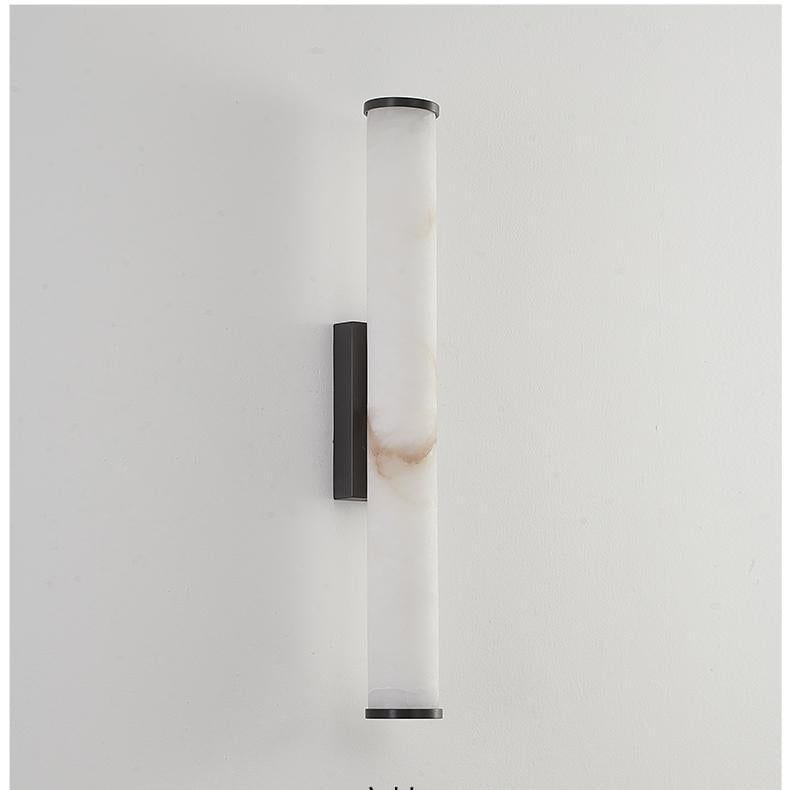 Cylindrical Wall Sconce with Marble-Effect Shade
