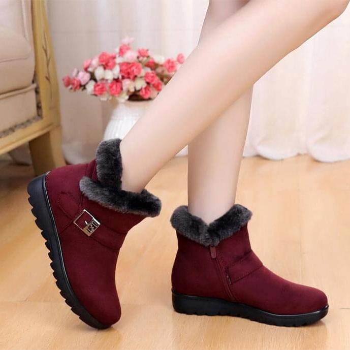 Faux-Suede Ankle Boots with Fur Trim