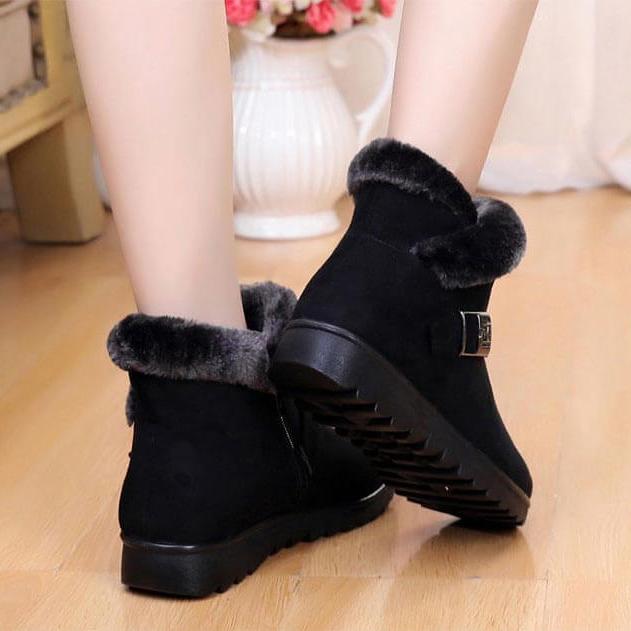 Faux-Suede Ankle Boots with Fur Trim