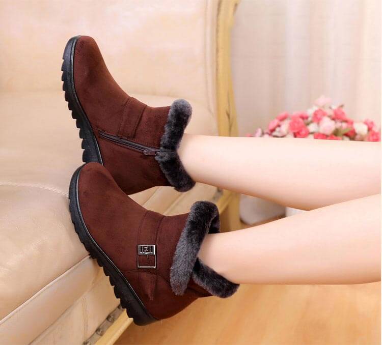 Faux-Suede Ankle Boots with Fur Trim