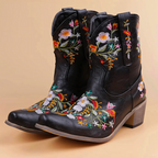 Westernboots för kvinnor med blommigt broderi