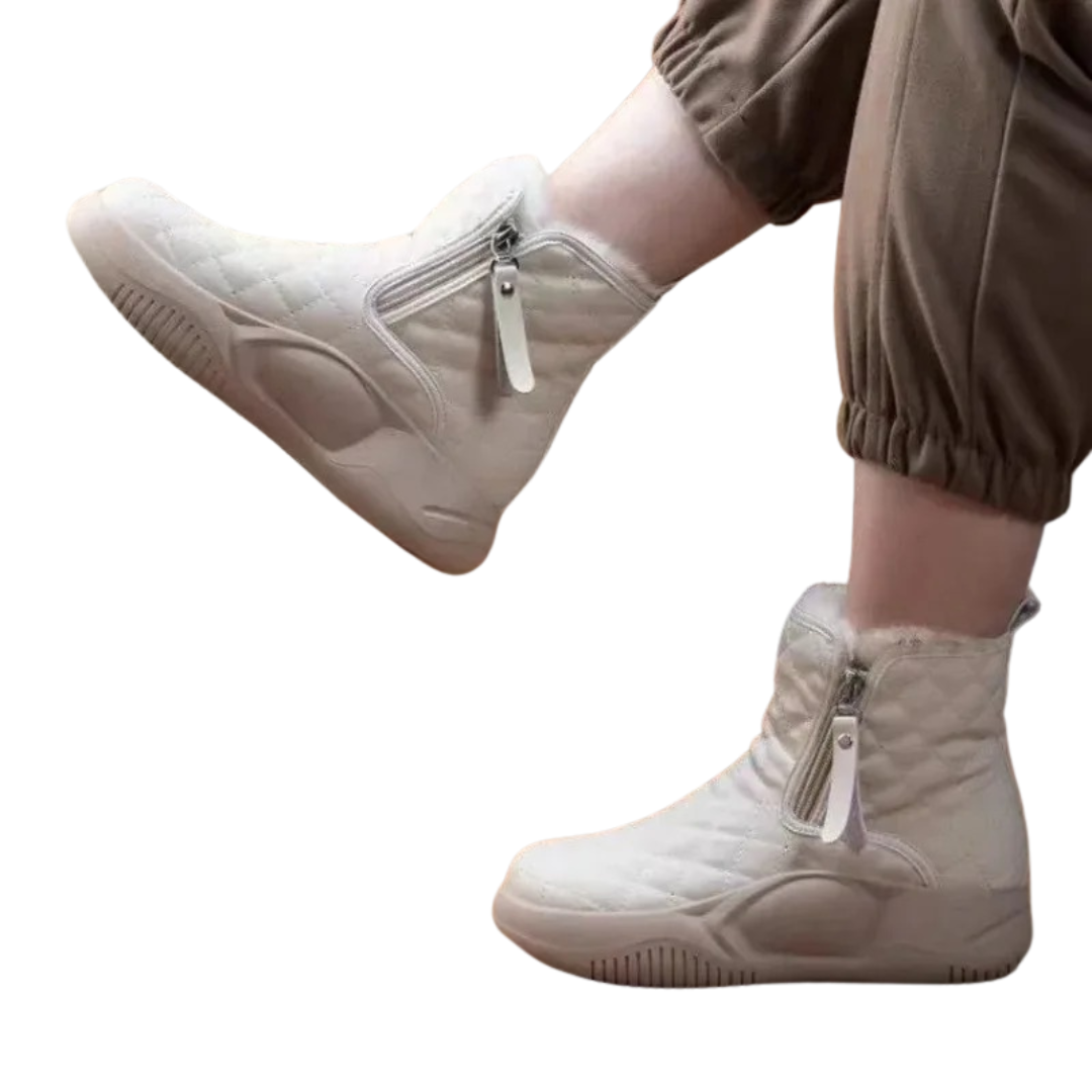 Quilted Ankle Boots with Side Zip