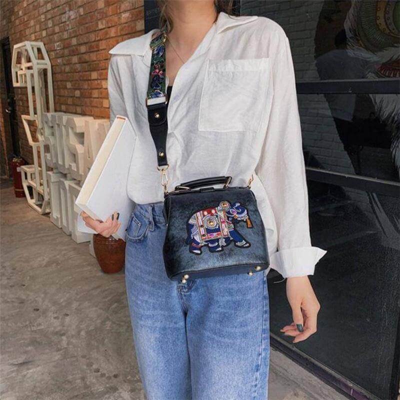 Sac à bandoulière pour femmes avec motif éléphant