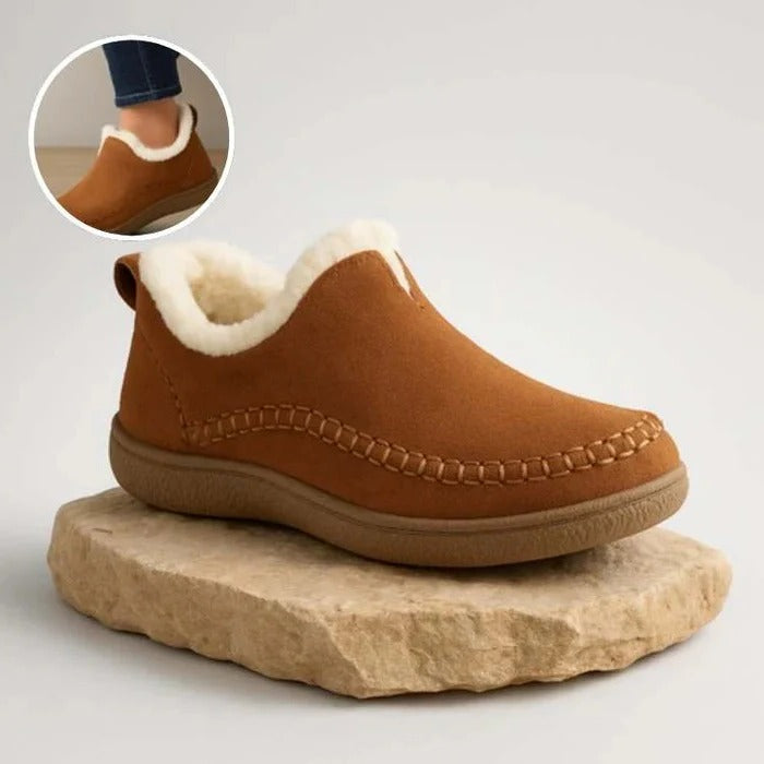 Chaussures d’hiver confortables pour femmes, doublées de fausse fourrure