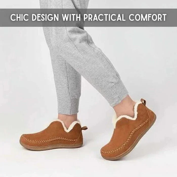 Chaussures d’hiver confortables pour femmes, doublées de fausse fourrure