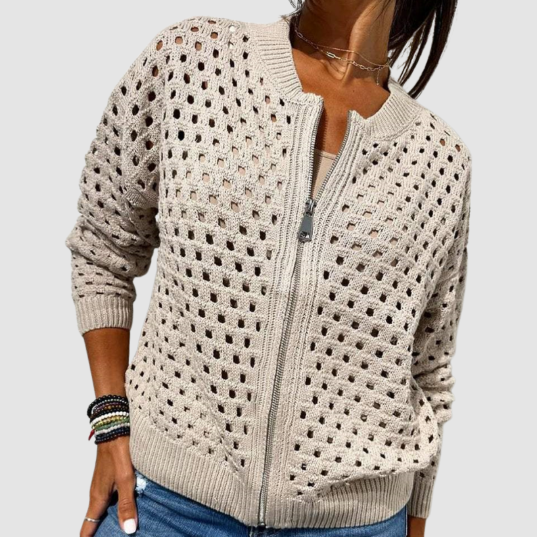 Women’s Open Knit Zip Cardigan