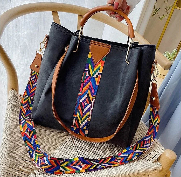 Borsa tote da donna con tracolla geometrica