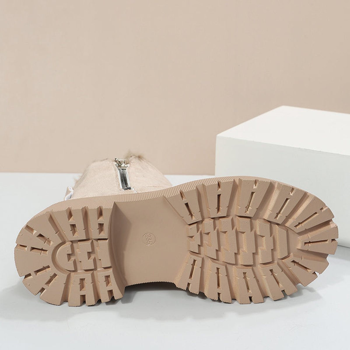 Dames ankelstøvler med fleecefor og slip-on-design