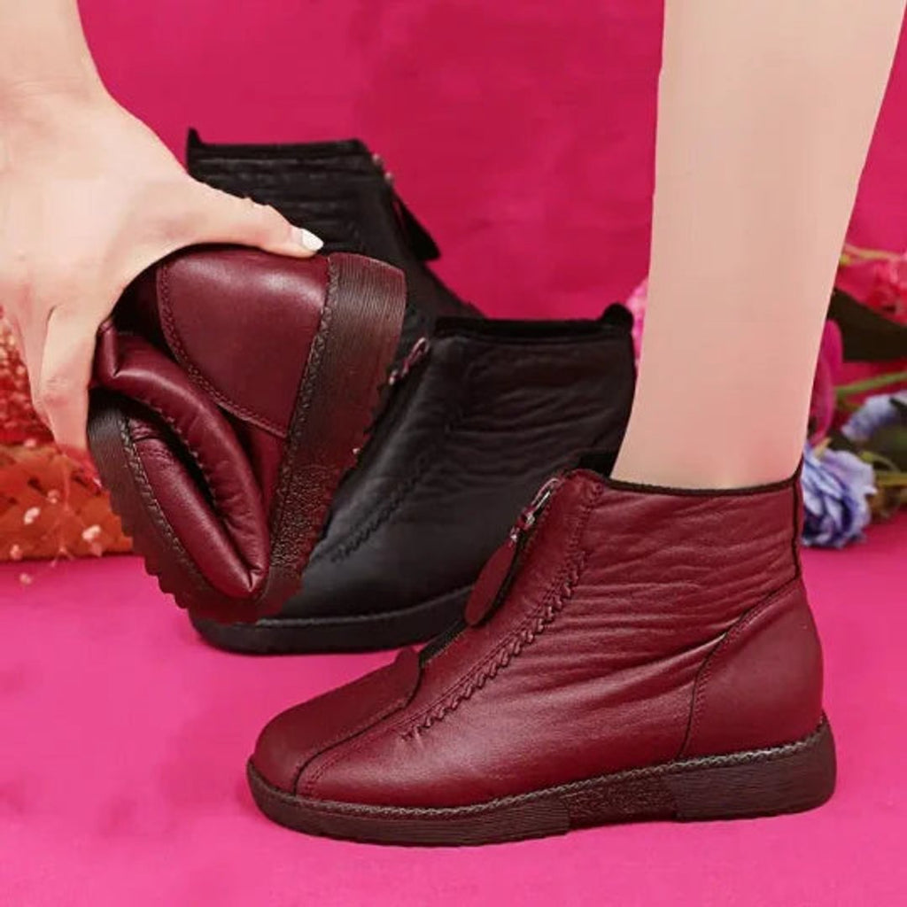 Ankelboots för kvinnor med dragkedja framtill
