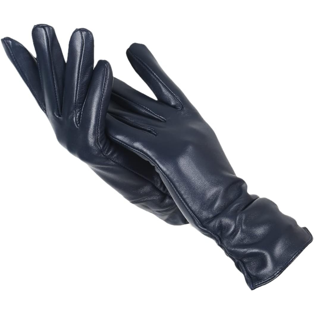 Long Faux Leather Winter Gloves