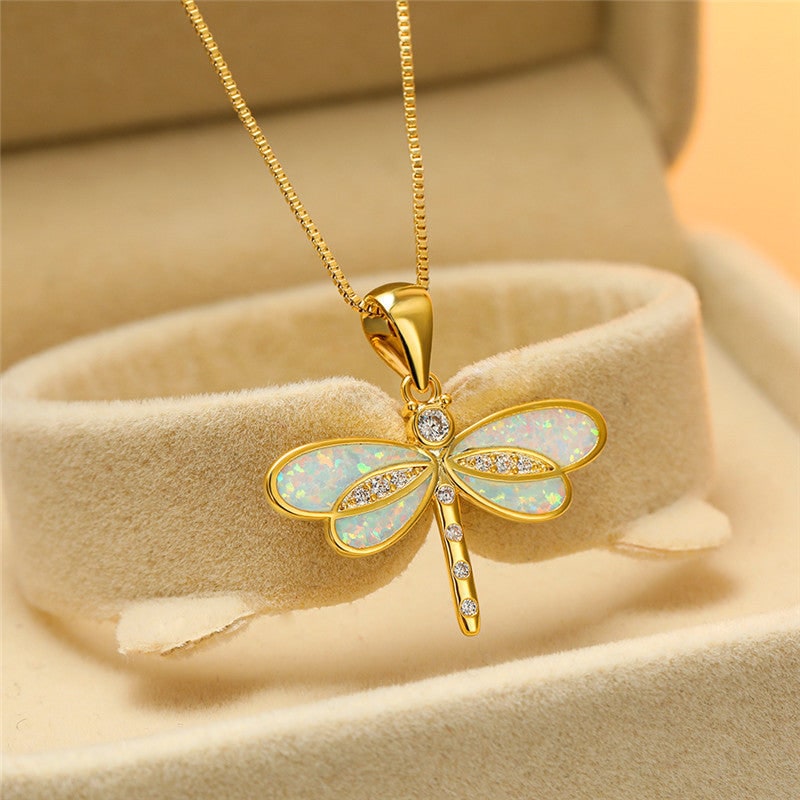 Collier pendentif libellule doré