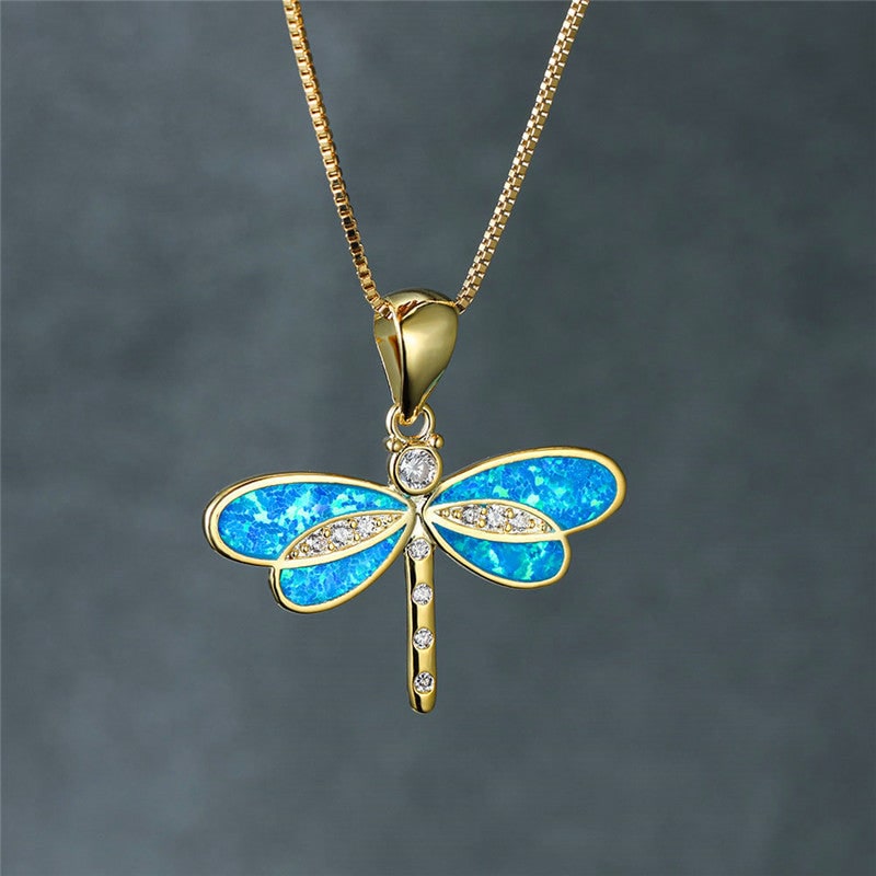Collier pendentif libellule doré