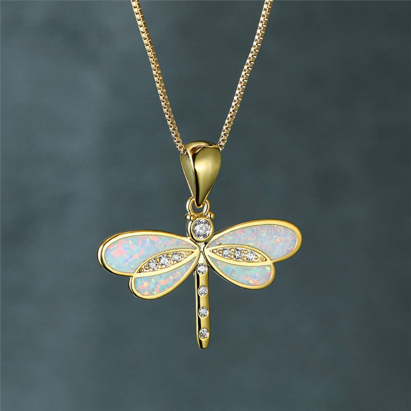 Collier pendentif libellule doré