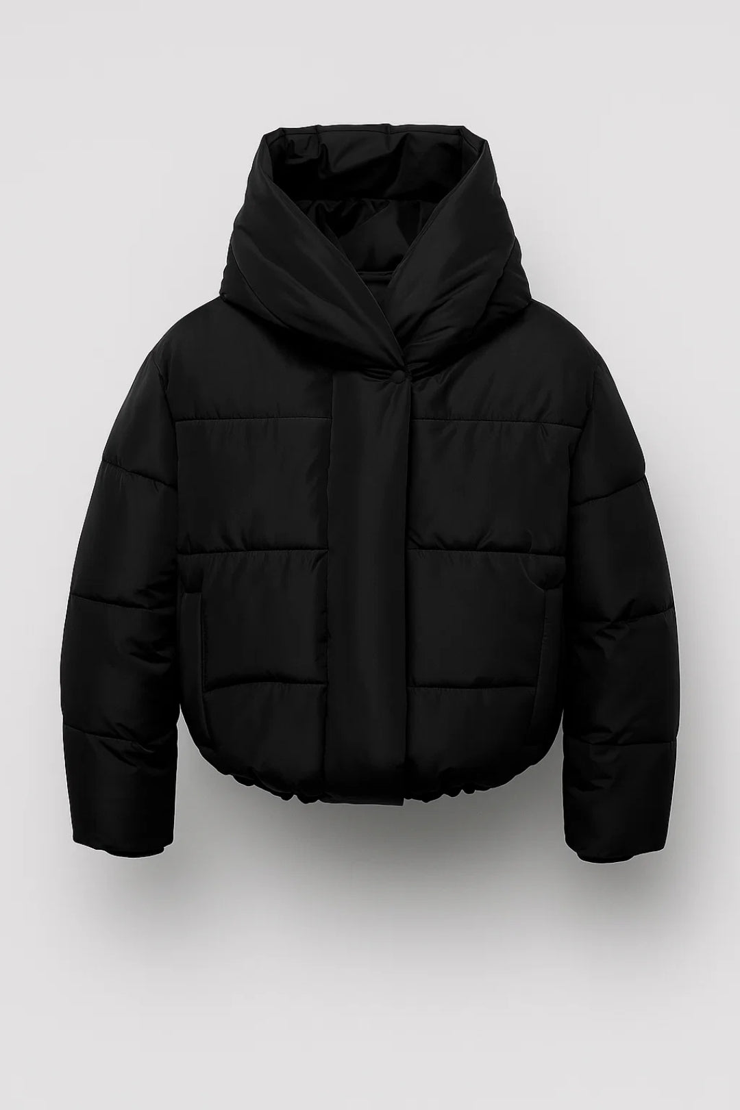 Chaqueta acolchada corta con capucha para mujer