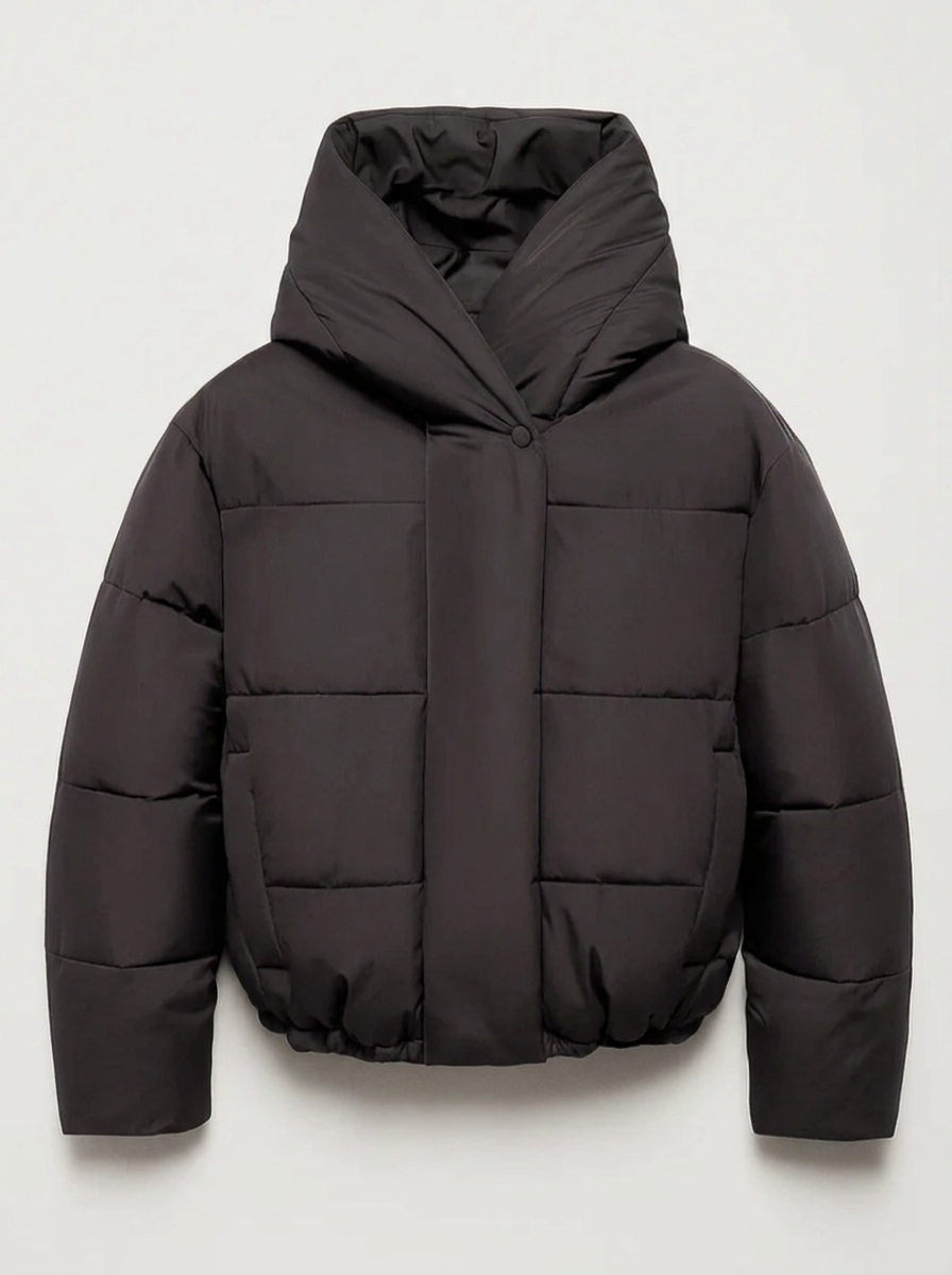 Chaqueta acolchada corta con capucha para mujer
