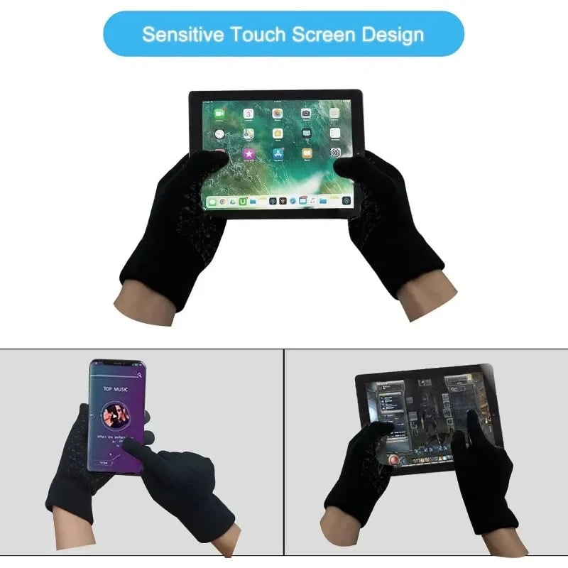 Guantes tejidos para pantalla táctil con detalles antideslizantes