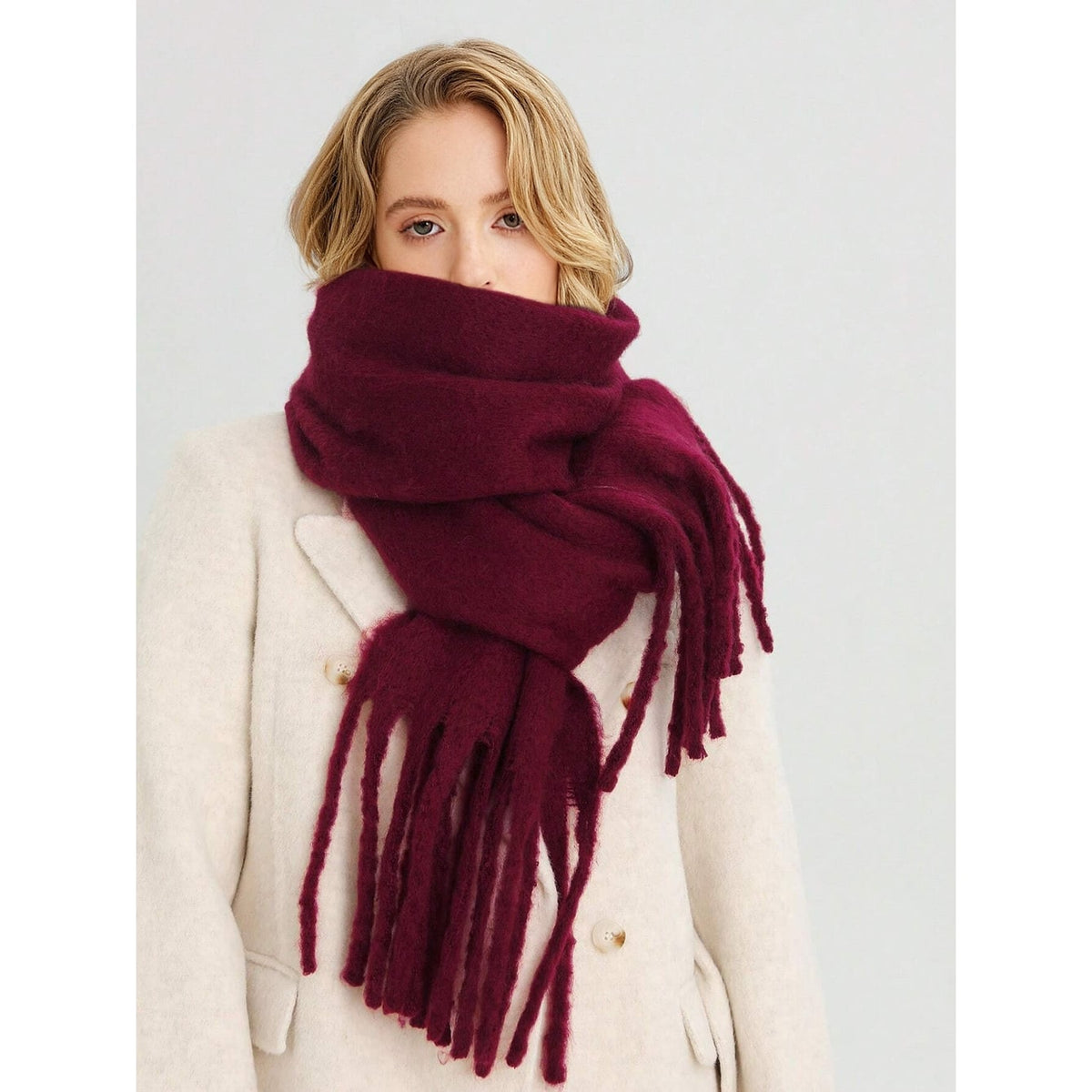 Écharpe d’hiver oversize en maille brossée