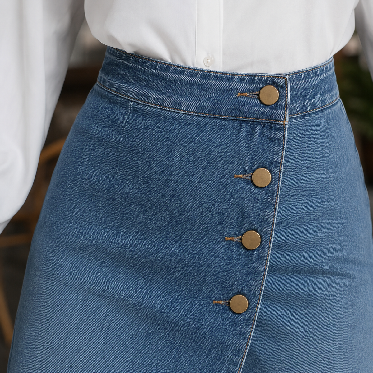 Women's High Waist Wide Leg Wrap Denim Pants
